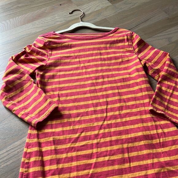 LL Bean Striped 3/4 Sleeve Cotton Dress - Picture 2 of 5